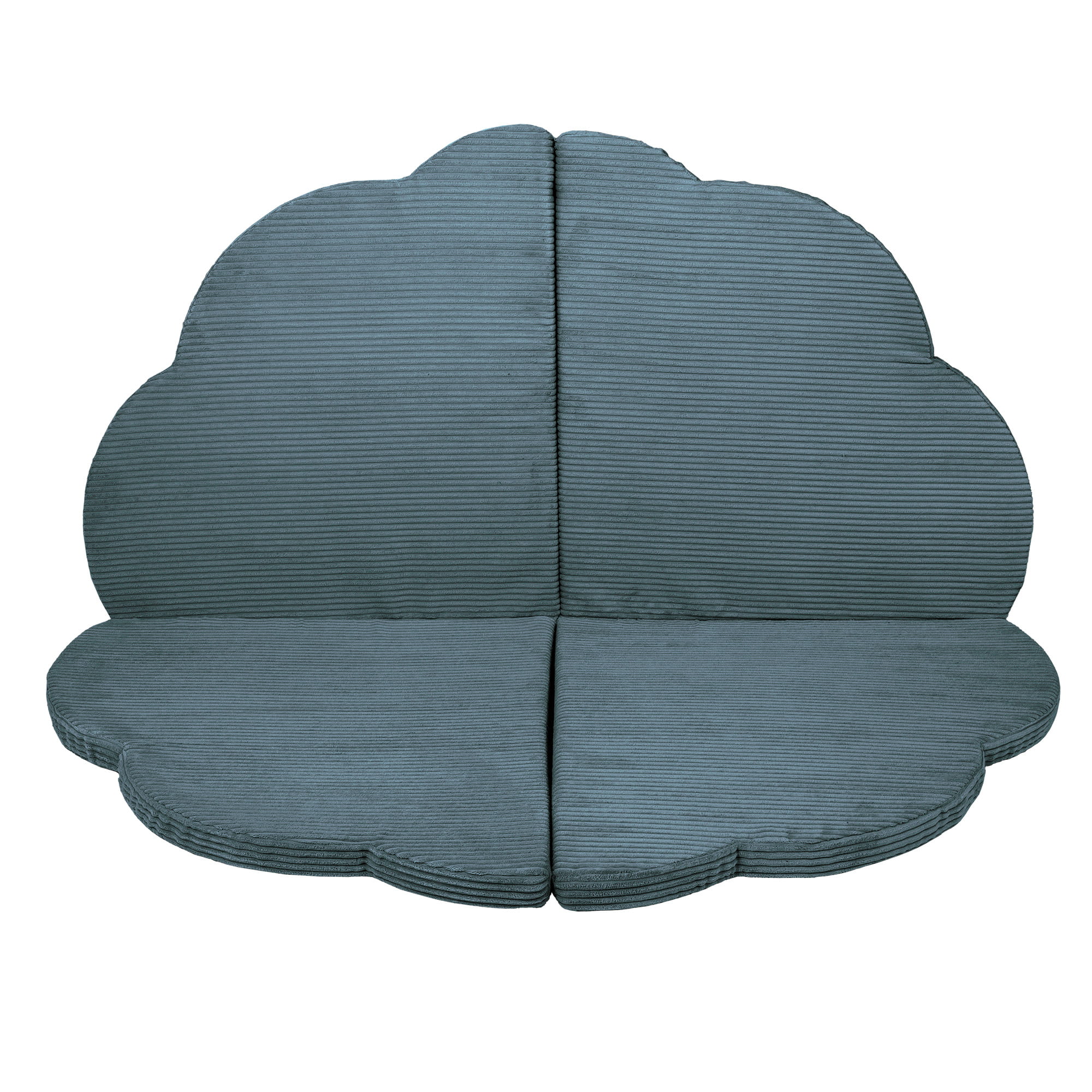 Cloud-shaped turquoise corduroy play mat